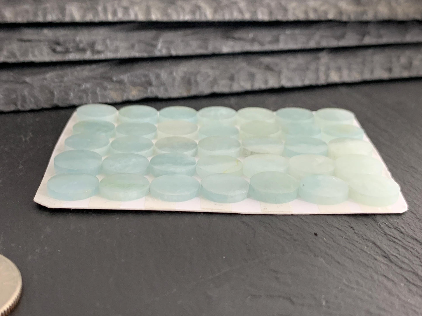 Flat Aquamarine round 10mm cabochon