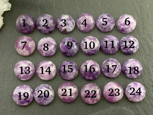 Faceted Lepidolite round 8mm cabochon