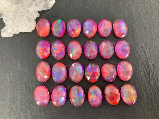 Faceted Aurora Opal 10x14mm  cabochons - Doublet cabochon