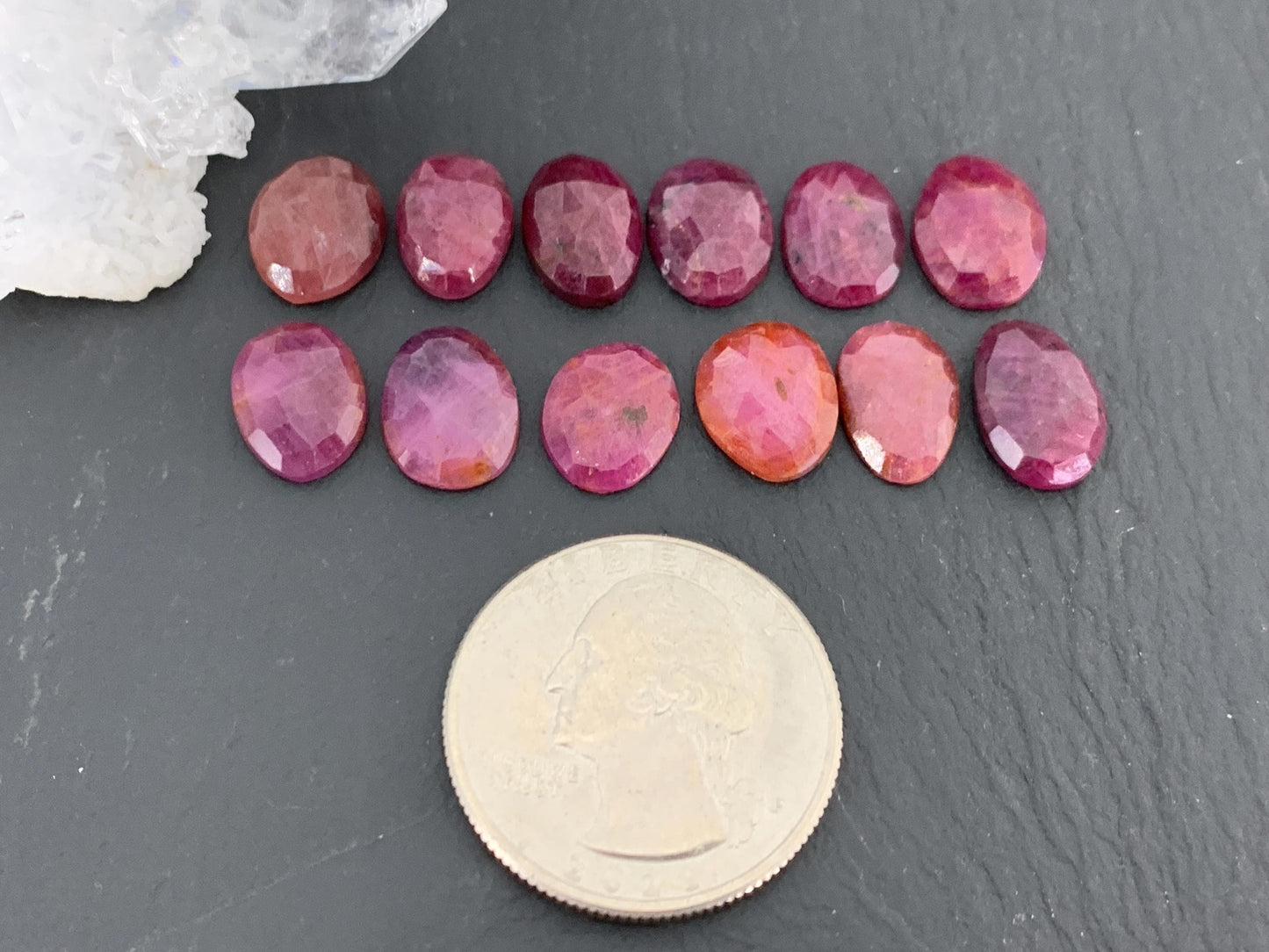 Faceted Ruby 10-12mm long Cabochon