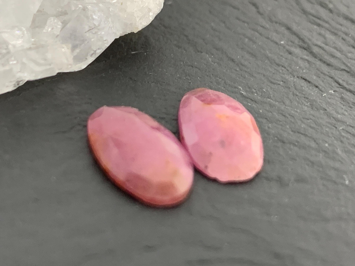 Faceted Ruby pair 7x13x2mm cabochon