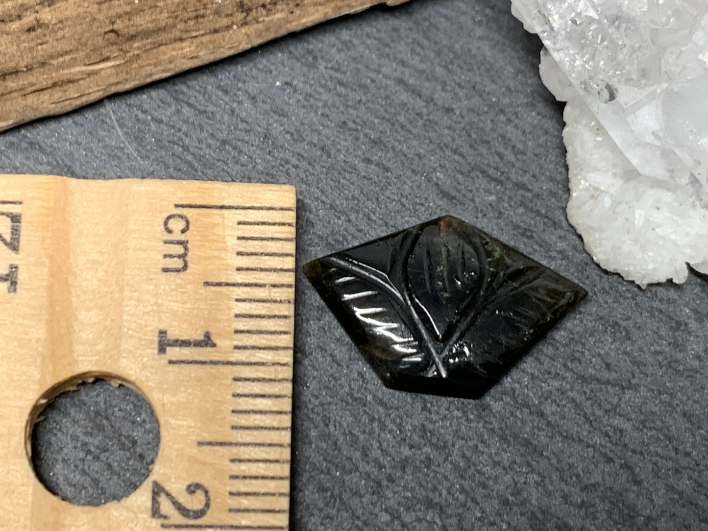 Carved Tourmaline 12x18x2mm cabochon