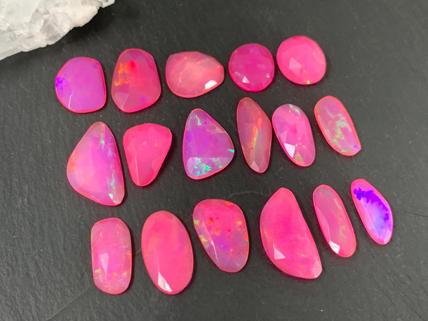 Faceted pink Ethiopian Opal 12-17mm cabochon - free form