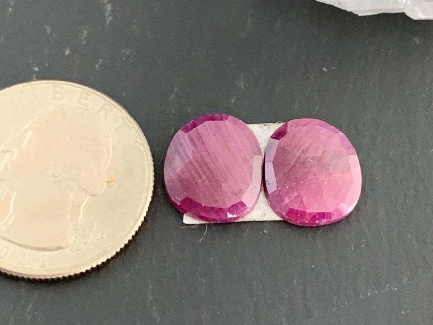 Faceted Ruby pair 11x13x2.5mm cabochon.