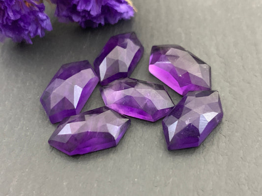 Faceted Amethyst long hexagon 8x16mm cabochon