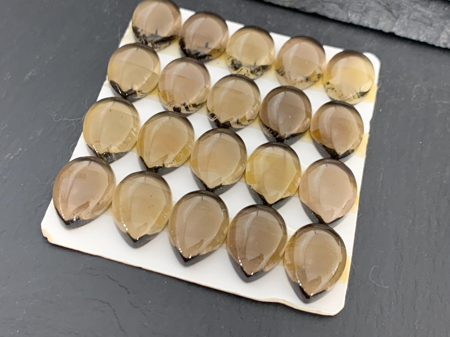 Smokey quartz pear 13x18mm cabochon - Calibrated cabochons