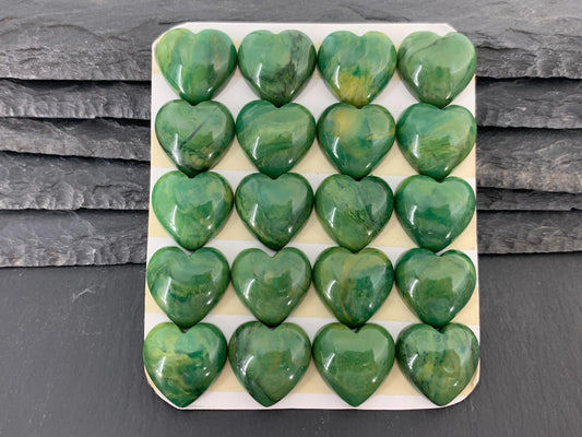 African Jade heart 20mm Cabochon - Calibrated Cabochons