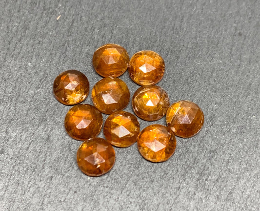 Damaged - faceted orange Kyanite round 7mm cabochons