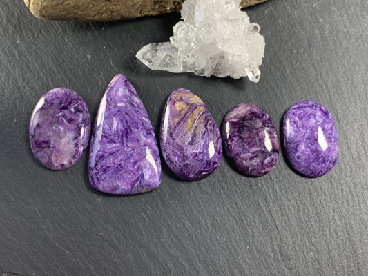 Charoite oval, triangle 24-44mm long cabochon- Charoite from Russia