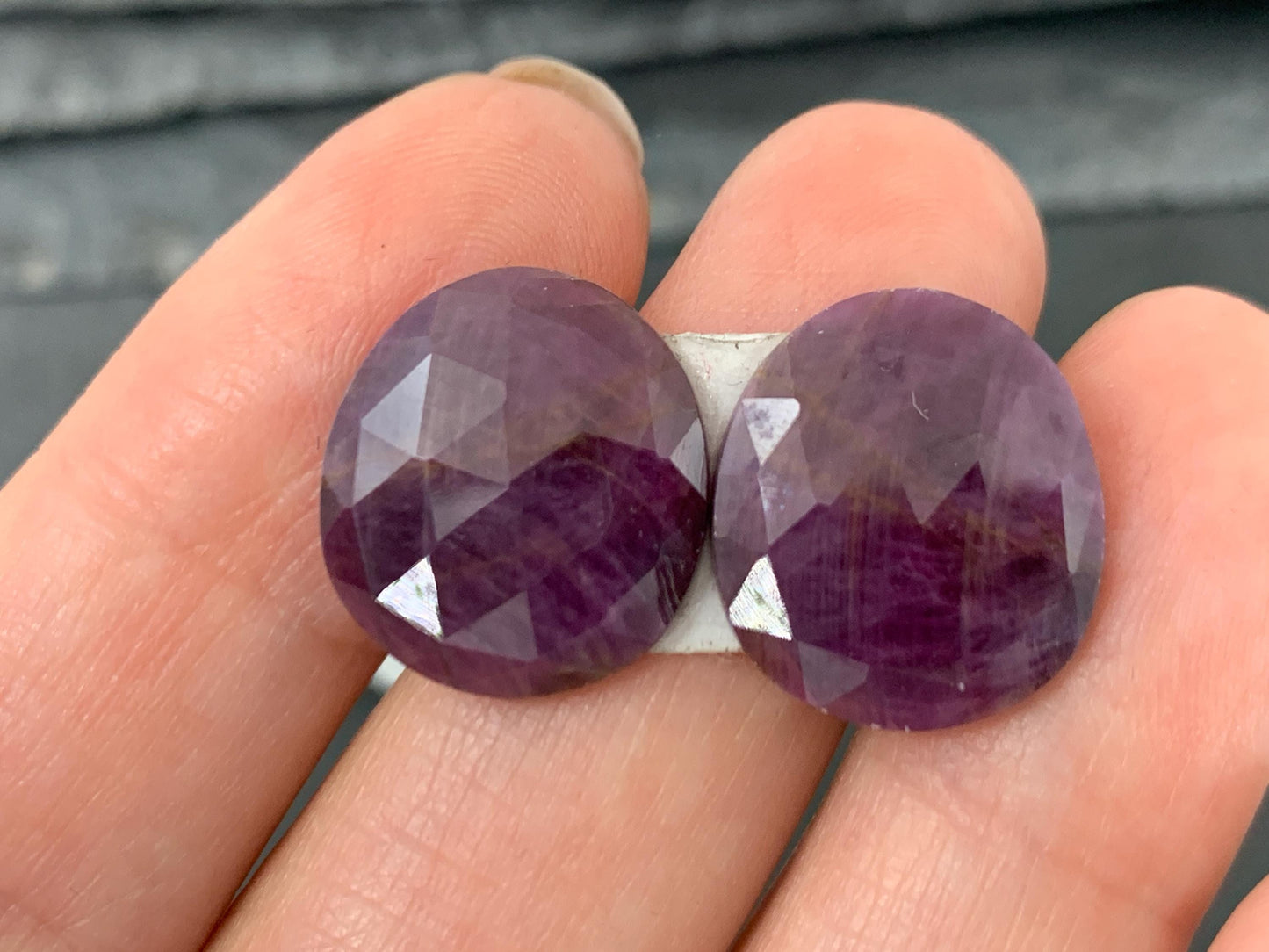 Faceted Ruby pair 14x16x3.5mm cabochon