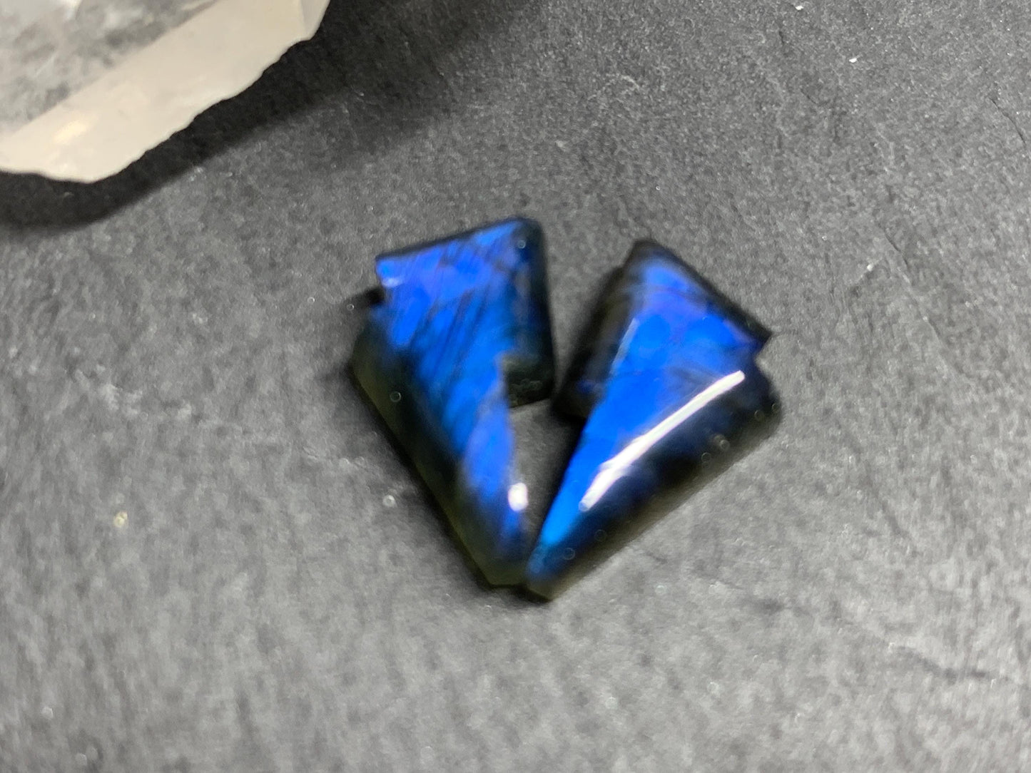 Labradorite lightning bolt pair 9x13mm cabochon
