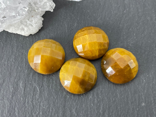Faceted Tiger Eye round 12mm cabochon - Calibrated cabochons