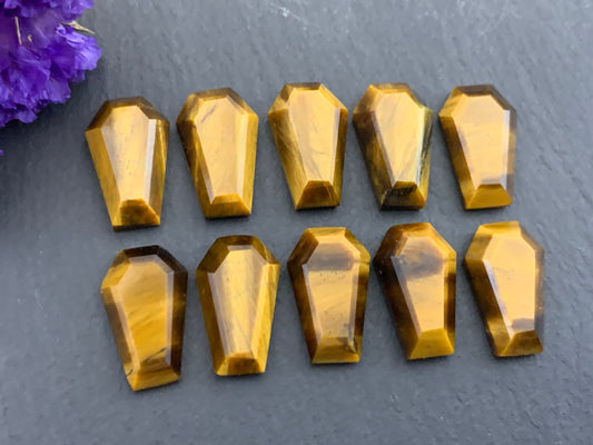 Step cut Tiger Eye coffin 10x16mm cabochon