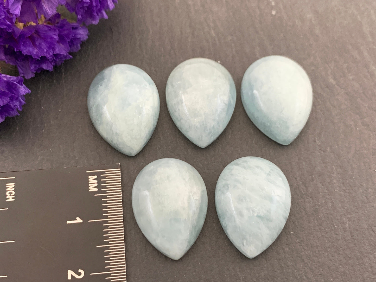 Aquamarine pear 15x20mm cabochon - Calibrated cabochons