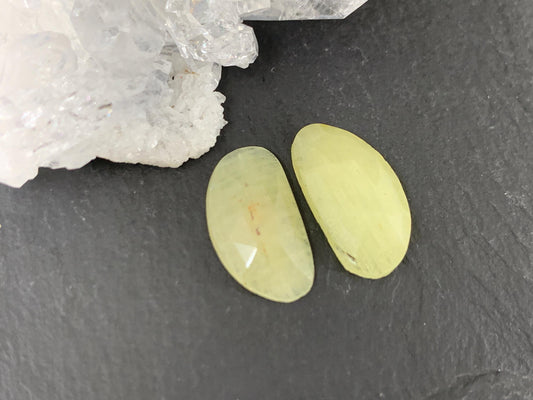 Faceted Yellow Sapphire pair 8x15x3mm cabochon