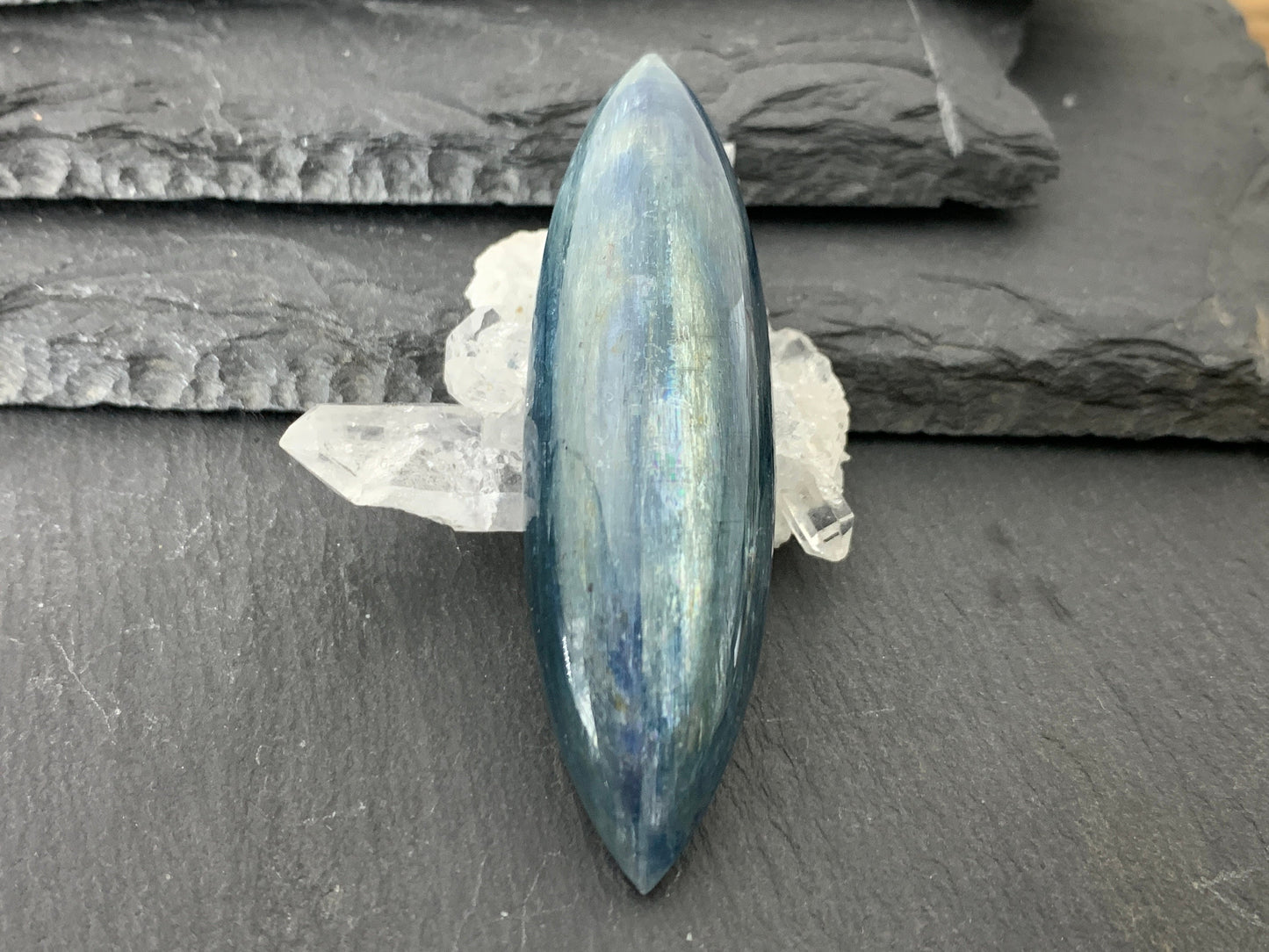 Large Marquise Kyanite Cabochon - Rare African Gemstone