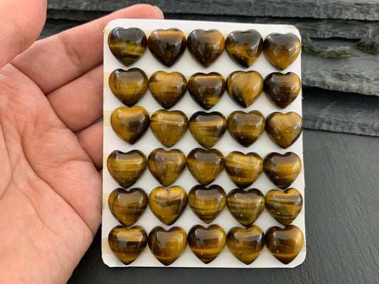 Tiger Eye heart 15x15mm cabochon - Calibrated cabochons