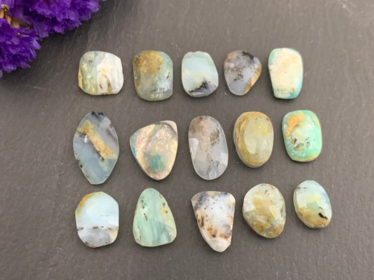 Faceted Peruvian Opal free form 11-18mm long cabochon