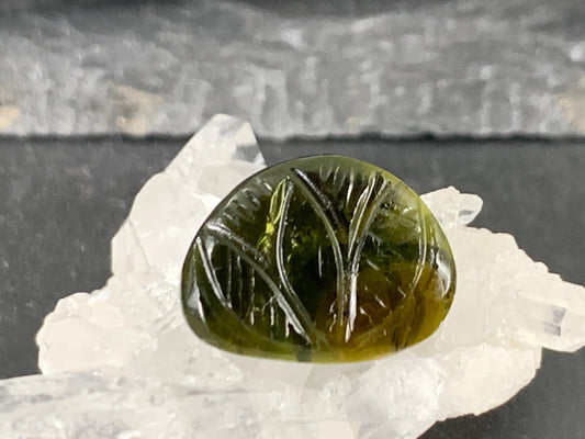 Carved Tourmaline 17x13x2.5mm cabochon