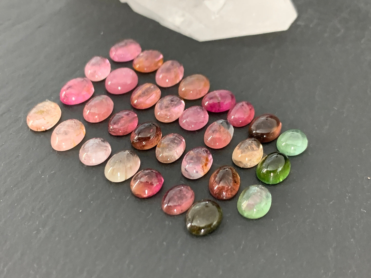 Tourmaline oval 6-7mm long cabochon