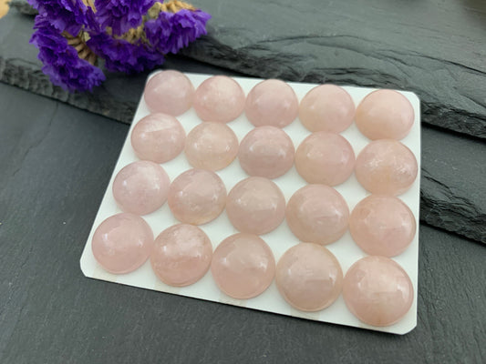 Morganite round 15mm cabochon - Calibrated cabochons