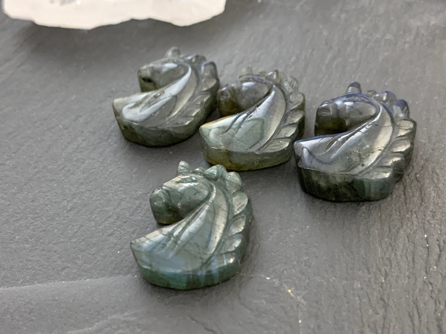 Labradorite unicorn 18x25mm cabochon carving