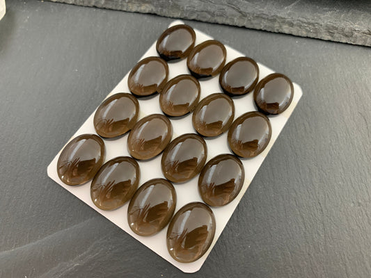 Smokey Quartz oval 15x20mm cabochon - Calibrated cabochons