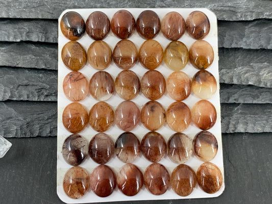 Rutilated Quartz oval 10x12mm cabochon - Calibrated cabochons