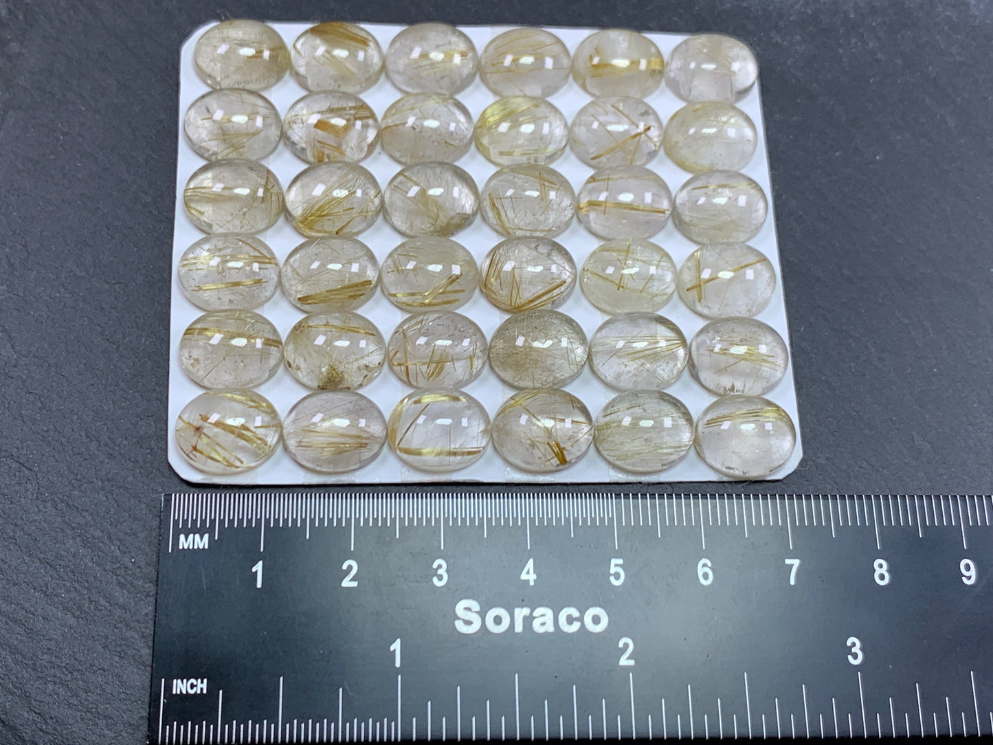 Gold Rutilated Quartz oval 10x12mm cabochon - Calibrated cabochons