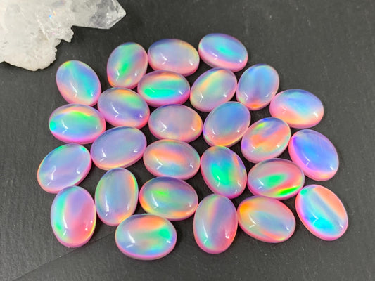 Aurora Opal oval 10x14mm cabochons - Doublet cabochons
