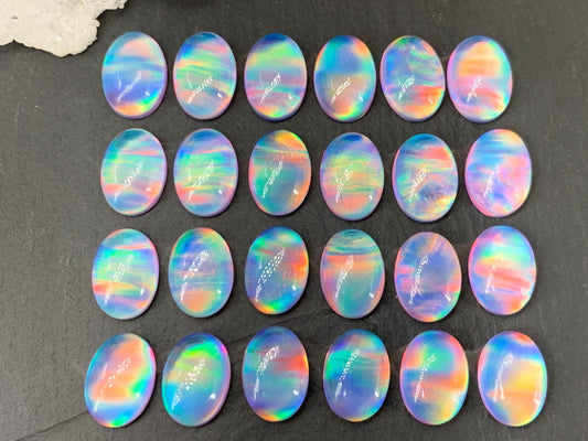 Aurora Opal oval 10x14mm cabochons - Doublet cabochons