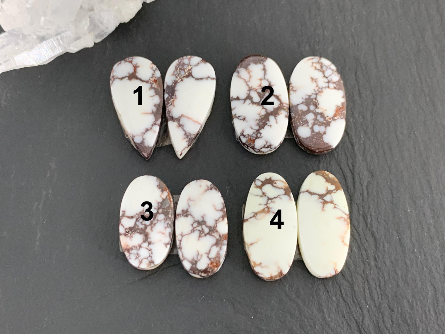 Wild Horse Jasper 19-22mm long cabochon pair
